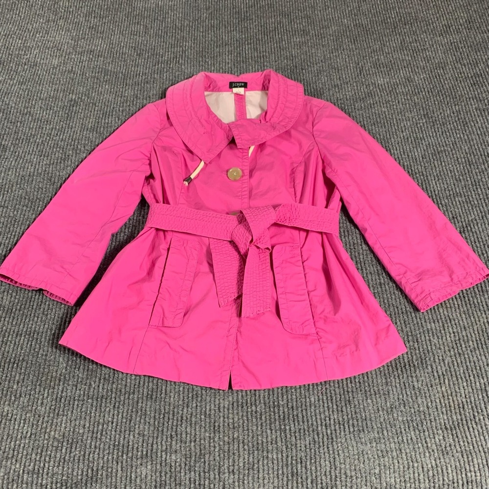 J Crew Coat Womens 3 Pink Cotton Belted Lightweight Trench Collared Pockets City